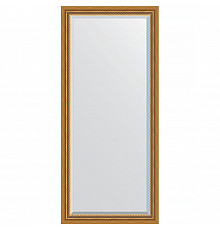 Зеркало Evoform Exclusive 163х73 BY 3587 с фацетом в багетной раме - Состаренное золото с плетением 70 мм