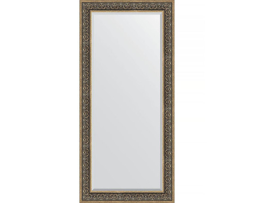 Купить Зеркало Evoform Exclusive 169х79 BY 3605 с фацетом в багетной раме - Вензель серебряный 101 мм в магазине сантехники Santeh-Crystal.ru