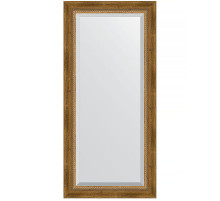 Зеркало Evoform Exclusive 113х53 BY 3484 с фацетом в багетной раме - Состаренная бронза с плетением 70 мм