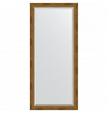Зеркало Evoform Exclusive 163х73 BY 3588 с фацетом в багетной раме - Состаренная бронза с плетением 70 мм
