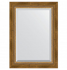 Зеркало Evoform Exclusive 73х53 BY 3380 с фацетом в багетной раме - Состаренная бронза с плетением 70 мм