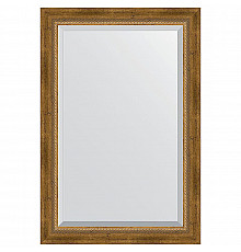 Зеркало Evoform Exclusive 93х63 BY 3432 с фацетом в багетной раме - Состаренная бронза с плетением 70 мм