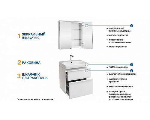 Santeh-Crystal.ru: Комплект мебели для ванной Geberit Smyle Square 60 529.352.00.6 подвесной Белый глянец Заказать Комплект мебели для ванной Geberit Smyle Square 60 529.352.00.6 подвесной Белый глянец в магазине сантехники Santeh-Crystal.ru