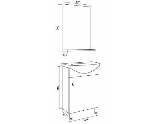 Купить Комплект мебели для ванной Grossman Eco Line 50 105206 Белый Дуб сонома в магазине сантехники Santeh-Crystal.ru