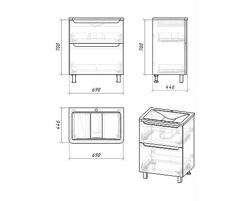Santeh-Crystal.ru: Тумба под раковину Grossman Адель 70 107005 Белая Купить Тумба под раковину Grossman Адель 70 107005 Белая в магазине сантехники Santeh-Crystal.ru