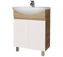 Тумба под раковину Grossman Поло 60 106011 Дуб сонома светлый Белая глянцевая