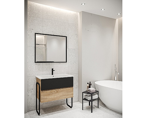 Заказать Тумба под раковину Grossman Солис 85 108501 Дуб сонома Черная в магазине сантехники Santeh-Crystal.ru