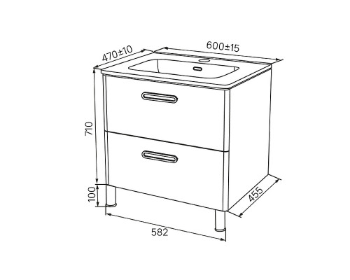 Приобрести Тумба с раковиной Iddis Brick 60 BRI60WFi95K Белая в магазине сантехники Santeh-Crystal.ru