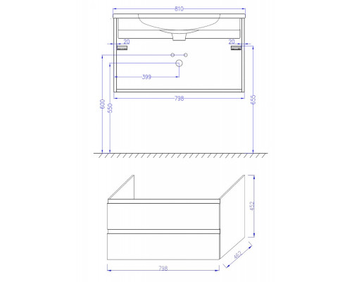 Купить Тумба под раковину Jacob Delafon Madeleine 80 EB2053-J51 подвесная Белый матовый в магазине сантехники Santeh-Crystal.ru