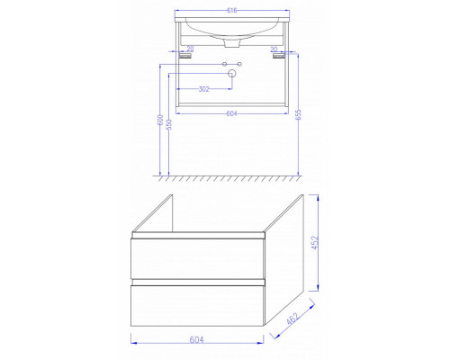 Купить Тумба под раковину Jacob Delafon Madeleine 60 EB2052-J52 подвесная Черный глянец в магазине сантехники Santeh-Crystal.ru