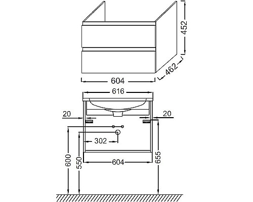 Купить Тумба под раковину Jacob Delafon Madeleine 60 EB2052-J54 подвесная Серая матовая в магазине сантехники Santeh-Crystal.ru