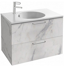 Тумба под раковину Jacob Delafon Odeon Rive Gauche 80 EB2522-R5-NR4 подвесная Белый мрамор ручки Хром