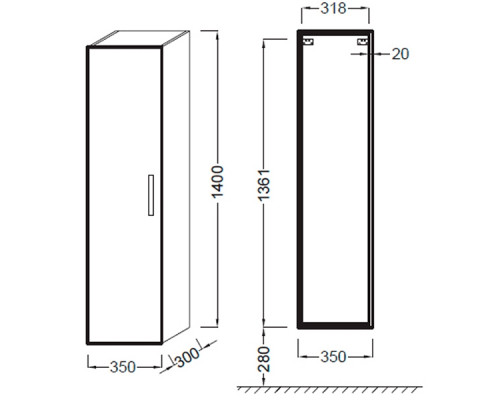 Заказать Шкаф пенал Jacob Delafon Ola 35 EB396-J5 подвесной Белый лак в магазине сантехники Santeh-Crystal.ru