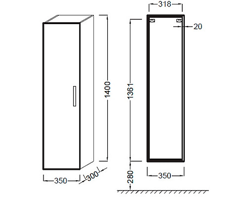 Заказать Шкаф пенал Jacob Delafon Ola 35 EB396-N14 подвесной Серый антрацит в магазине сантехники Santeh-Crystal.ru
