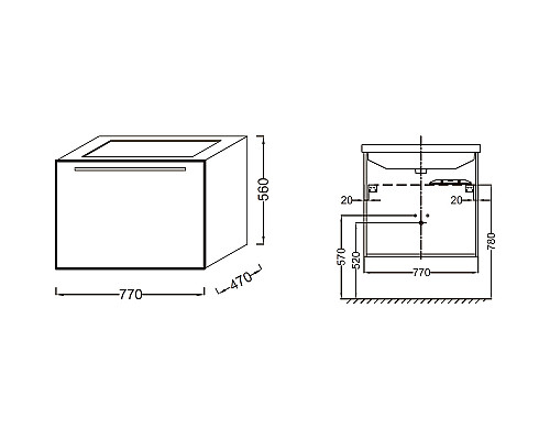 Заказать Тумба под раковину Jacob Delafon Struktura 77 EB1285-N18 подвесная Белая в магазине сантехники Santeh-Crystal.ru