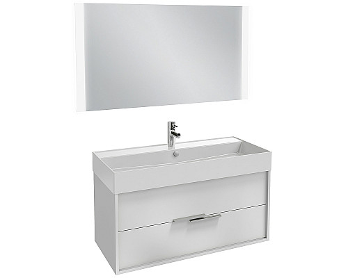 Приобрести Тумба под раковину Jacob Delafon Vivienne 100 EB1508-N18-N18 подвесная Белая ручки Хром в магазине сантехники Santeh-Crystal.ru