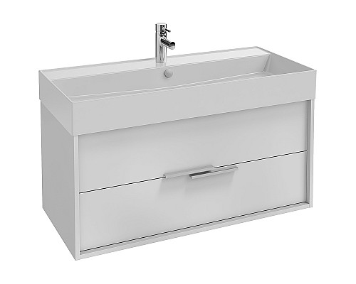 Приобрести Тумба под раковину Jacob Delafon Vivienne 100 EB1508-N18-N18 подвесная Белая ручки Хром в магазине сантехники Santeh-Crystal.ru