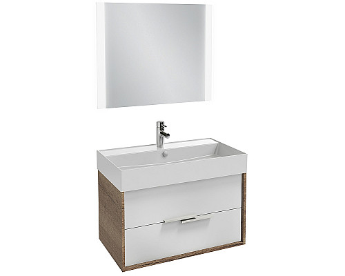 Приобрести Тумба под раковину Jacob Delafon Vivienne 80 EB1584-E52-F30 подвесная Белый сатин Дуб табак в магазине сантехники Santeh-Crystal.ru