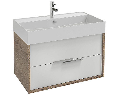 Приобрести Тумба под раковину Jacob Delafon Vivienne 80 EB1584-E52-F30 подвесная Белый сатин Дуб табак в магазине сантехники Santeh-Crystal.ru