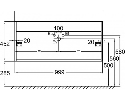 Приобрести Тумба под раковину Jacob Delafon Vivienne 100 EB1585-N18-S14 подвесная Черный сатин Белый в магазине сантехники Santeh-Crystal.ru