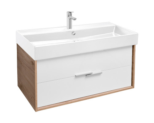 Купить Тумба под раковину Jacob Delafon Vivienne 100 EB1668-E75-J5 подвесная Белая глянцевая Дуб давос натуральный в магазине сантехники Santeh-Crystal.ru