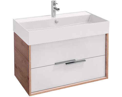 Приобрести Тумба под раковину Jacob Delafon Vivienne 80 EB1667-E75-J5 подвесная Белая глянцевая Дуб давос натуральный в магазине сантехники Santeh-Crystal.ru