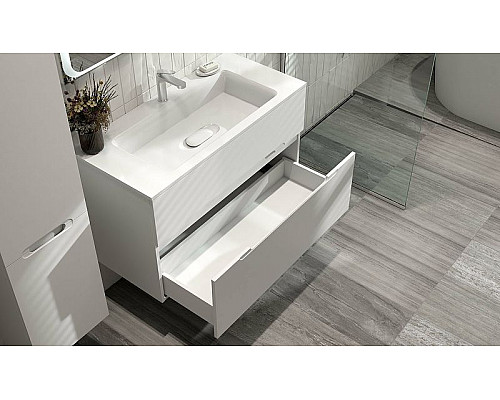 Заказать Тумба под раковину Jorno Modul 100 Mоl.01.97/P/W подвесная Белый глянец в магазине сантехники Santeh-Crystal.ru