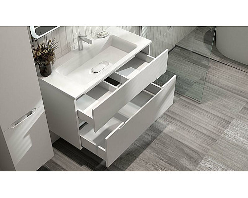 Заказать Тумба под раковину Jorno Modul 100 Mоl.01.97/P/W подвесная Белый глянец в магазине сантехники Santeh-Crystal.ru
