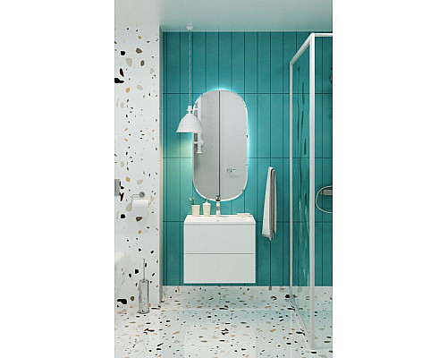 Приобрести Тумба с раковиной Marka One Elena 60П У96879 подвесная Белый глянец в магазине сантехники Santeh-Crystal.ru