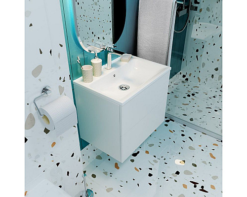 Приобрести Тумба с раковиной Marka One Elena 60П У96879 подвесная Белый глянец в магазине сантехники Santeh-Crystal.ru