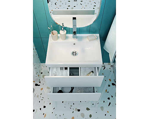 Приобрести Тумба с раковиной Marka One Elena 60П У96879 подвесная Белый глянец в магазине сантехники Santeh-Crystal.ru