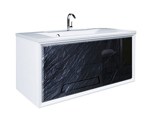 Приобрести Тумба под раковину Marka One Seattle 90П У72809 подвесная Black stone в магазине сантехники Santeh-Crystal.ru