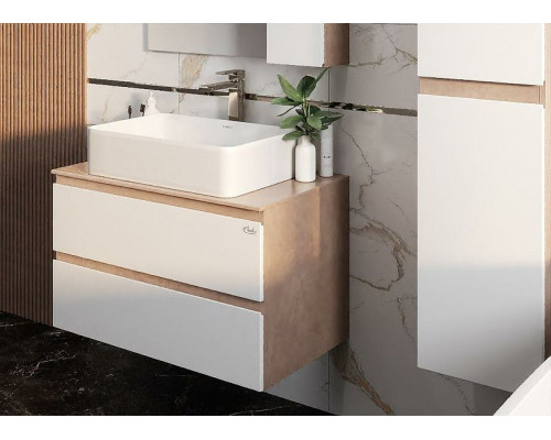 Заказать Тумба под раковину Onika Алеста 80.13 108054 подвесная Камень светлый Белая в магазине сантехники Santeh-Crystal.ru