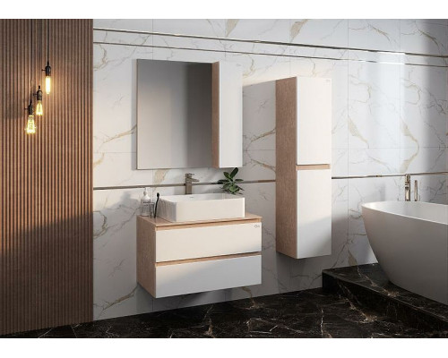 Заказать Тумба под раковину Onika Алеста 80.13 108054 подвесная Камень светлый Белая в магазине сантехники Santeh-Crystal.ru