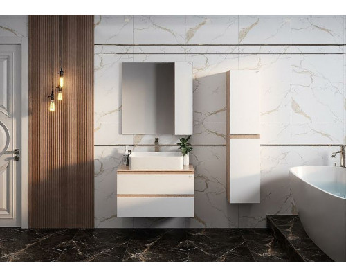 Заказать Тумба под раковину Onika Алеста 80.13 108054 подвесная Камень светлый Белая в магазине сантехники Santeh-Crystal.ru