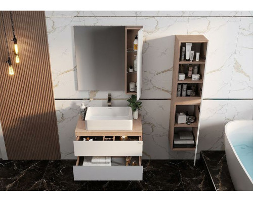 Заказать Тумба под раковину Onika Алеста 80.13 108054 подвесная Камень светлый Белая в магазине сантехники Santeh-Crystal.ru