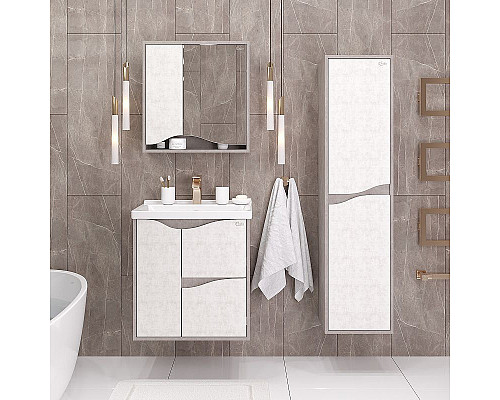 Купить Зеркальный шкаф Onika Брендон 60.00 206084 Камень светлый Бетон крем в магазине сантехники Santeh-Crystal.ru