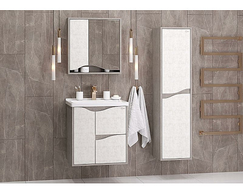 Купить Зеркальный шкаф Onika Брендон 60.00 206084 Камень светлый Бетон крем в магазине сантехники Santeh-Crystal.ru