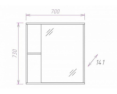 Приобрести Зеркальный шкаф Onika Дельта 70.00 207020 Ясень шимо светлый в магазине сантехники Santeh-Crystal.ru