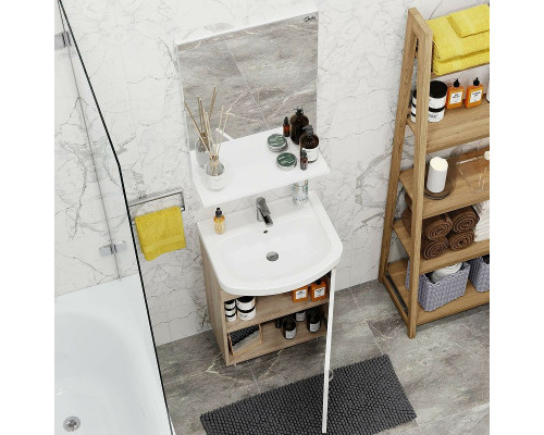 Купить Тумба под раковину Onika Эко 52.10 105207 Белая Дуб сонома в магазине сантехники Santeh-Crystal.ru