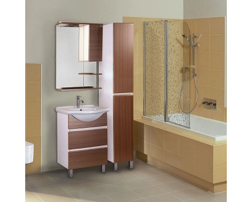 Приобрести Зеркало со шкафом Onika Элита 60.01 R 206024 с подсветкой Штрокс коричневый Белый в магазине сантехники Santeh-Crystal.ru