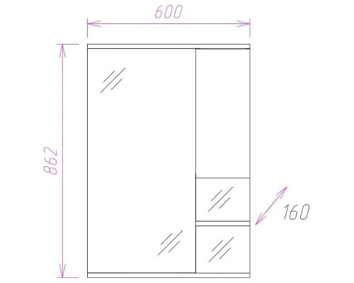 Приобрести Зеркало со шкафом Onika Элита 60.01 R 206024 с подсветкой Штрокс коричневый Белый в магазине сантехники Santeh-Crystal.ru