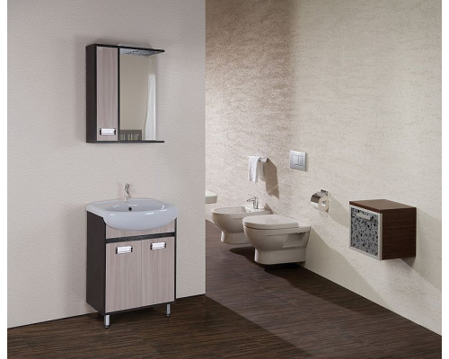 Приобрести Зеркало со шкафом Onika Гамма 58.01 L 205827 с подсветкой Венге луизиана Ясень шимо светлый в магазине сантехники Santeh-Crystal.ru