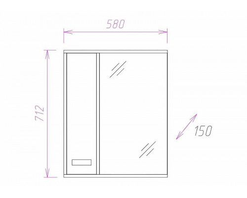 Приобрести Зеркало со шкафом Onika Гамма 58.01 L 205827 с подсветкой Венге луизиана Ясень шимо светлый в магазине сантехники Santeh-Crystal.ru