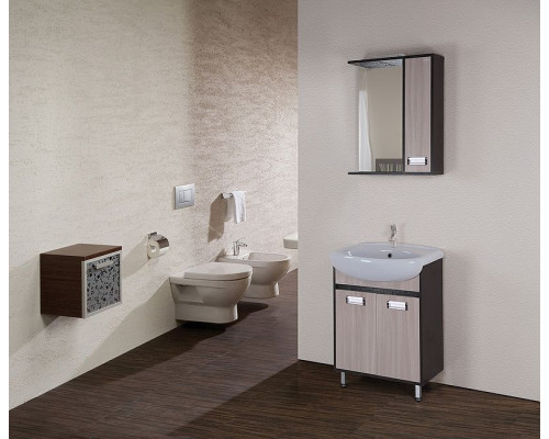 Купить Зеркало со шкафом Onika Гамма 58.01 R 205828 с подсветкой Венге луизиана Ясень шимо светлый в магазине сантехники Santeh-Crystal.ru