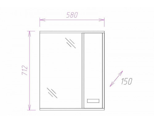 Купить Зеркало со шкафом Onika Гамма 58.01 R 205828 с подсветкой Венге луизиана Ясень шимо светлый в магазине сантехники Santeh-Crystal.ru