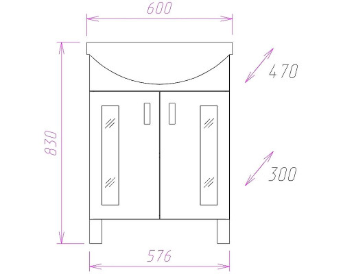 Заказать Тумба под раковину Onika Кристалл 60.18 106123 Белая в магазине сантехники Santeh-Crystal.ru