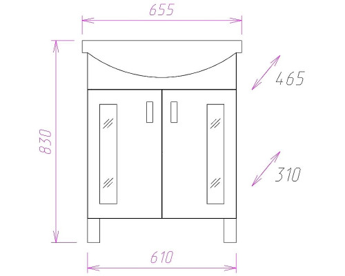 Приобрести Тумба под раковину Onika Кристалл 65.18 106545 Белая в магазине сантехники Santeh-Crystal.ru