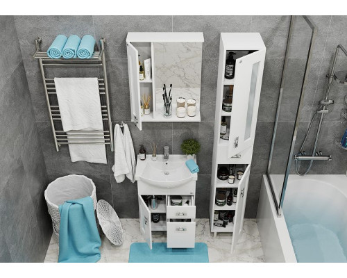 Приобрести Зеркало со шкафом Onika Кристалл 58.01 205817 с подсветкой Белое в магазине сантехники Santeh-Crystal.ru