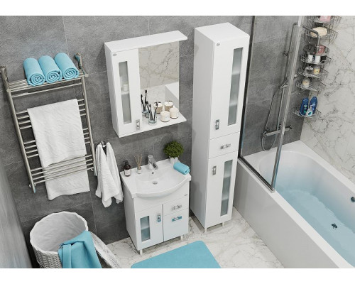 Приобрести Зеркало со шкафом Onika Кристалл 58.01 205817 с подсветкой Белое в магазине сантехники Santeh-Crystal.ru